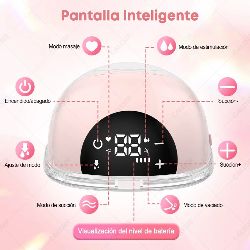 2pcs Extractor De Leche Manos Libres Recargable Con 4 Modos