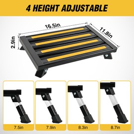 Nilight RV Steps Folding Aluminum Step Stool Heavy Duty Camper Steps, 16.5"x12" Surface, 4 Levels Adjustable Height Portable Platform Step Anti-Slip Rubber Feet Supports Up to 500lbs for Camper,Black