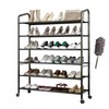 LEAIJIAFY Tall 6-Tier Metal Shoe Rack,Non-Woven Fabric Shoe Shelf,Large Storage
