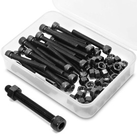 (30 Sets) M5 x 50mm Bolts and Nuts Set Socket Head Cap Screws 12.9 Grade Alloy Steel Black Full Thread