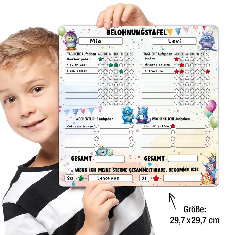 TOBJA Magnetic Reward Board Kids - Monster Design, for 2