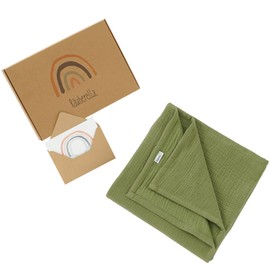 Räuberella ® Original Cuddly Blanket 120 cm x 120 cm Baby Blanket Made from 100% Muslin Organic Cotton - Gift for Birth for Newborns (Olive)