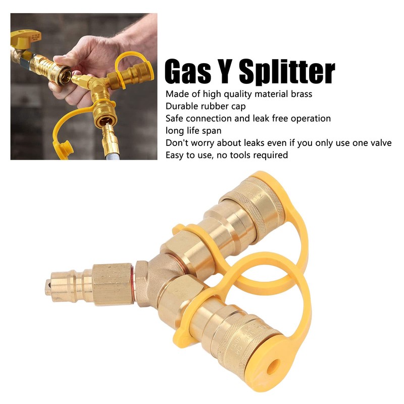 Y Splitter Gas Quick Connect Adapter for Grills Generators Patio