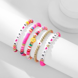 FUNTE® Friendship Bracelets,Bracelets Birthday Gifts For Girl Women Sister Music Fans, Tay Merch For Eras Tour Birthday Party Decorations (07#pink smile)