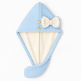 YHMLUX Women’s Double-Layer Thick Microfiber Quick-Dry Hair Towel Turban with Adjustable Snap Button – Ultra-Absorbent Bath Cap for Long Hair (Light Blue)