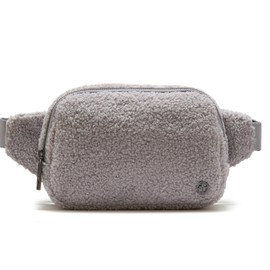 Pander Large 2L Fanny Pack Everywhere Fleece Belt Bag for Women and Men with Adjustable Strap Belt. (Light Grey)
