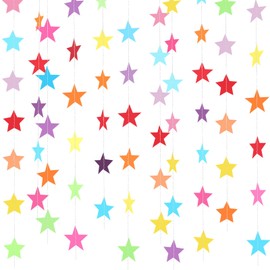 Patelai 130 Feet Glitter Star Garland Banner Decoration Hanging Star Decoration Gold Black Party Decorations for 2025 New Year Graduation Wedding Birthday Festival Party Decor(Mexican Color)