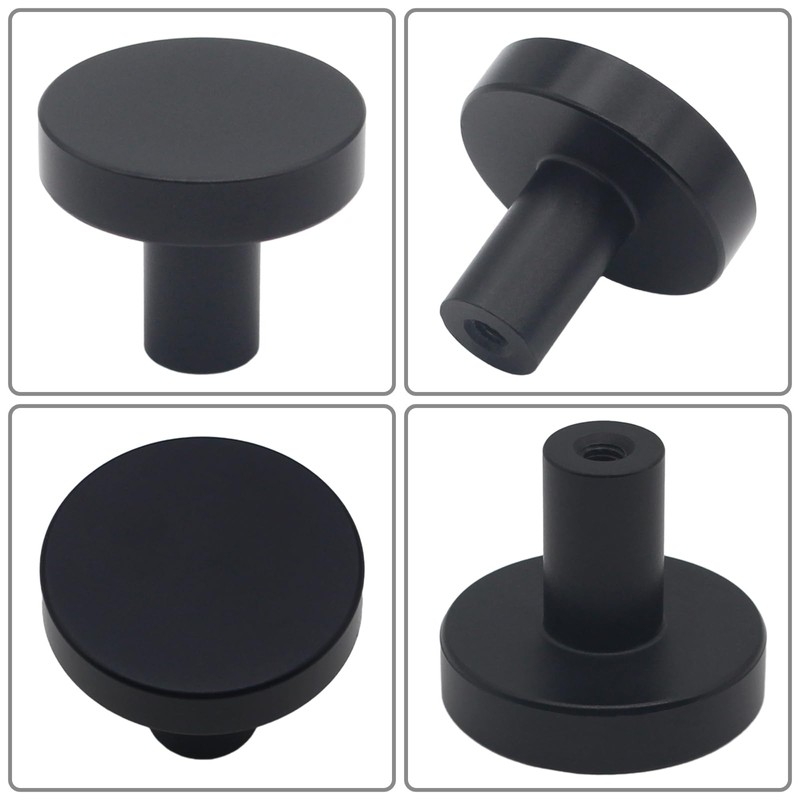 HANIHUA 30 Pack Black Cabinet Knobs, Solid Dresser Knobs Kitchen