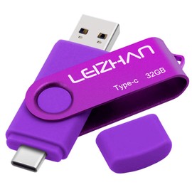 LEIZHAN USB Stick Type C Memory Stick 32GB Flash Drive OTG (On The Go) 2-in-1 USB C Memory Stick for Type-C Smart Phone and MacBook (32GB, Purple)
