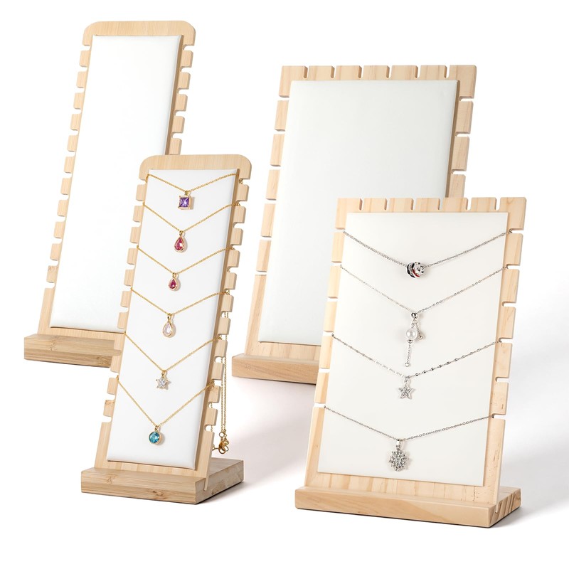 Xosjska 4 Pcs Bamboo Necklace Display Stand Bamboo Panel Jewelry