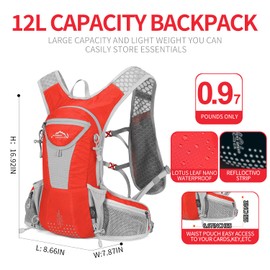 IX INOXTO Hydration Pack Backpack, Lightweight Water Backpack with 2L Hydration Bladder Daypack for Men Women,Running Hydration Vest for Trail Running Hiking Cycling Race Climbing (Dark Orange)