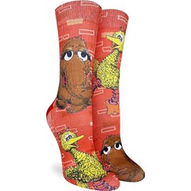 Good Luck Sock Women's Sesame Street, Big Bird and Snuffleupagus Socks, Adult, Shoe Size 5-9