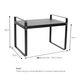 HUIJIN 36-64cm Adjustable & Expandable Kitchen Countertop Organizer, Heavy Duty Steel Layered Shelf for Cabinet, Pantry, Bathroom – Storage Rack for Pots, Spices, Cosmetics, Books [W22/H26CM