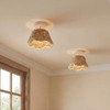 CKENSU Handwoven Rattan Semi Flush Mount, Farmhouse Ceiling Light with