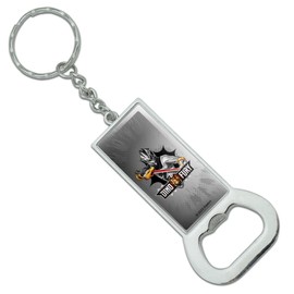 GRAPHICS & MORE Power Rangers Dino Fury Black Ranger Keychain Rectangle Chrome Plated Metal Bottle Cap Opener