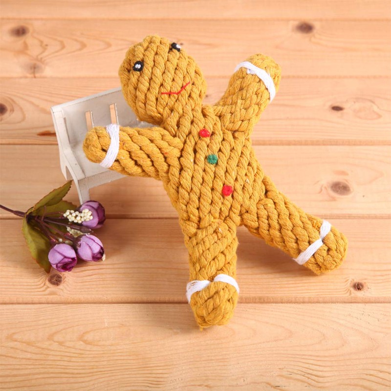 PRETYZOOM Rope Dog Toy Christmas Chew Toy Gingerbread Man Bite