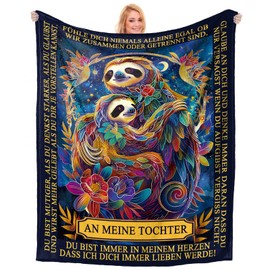 Einanmut Daughter Gifts from Mum, Gift for Daughter, Birthday Daughter from Mum Dad - Cute Sloth Blanket, Best Daughter Gift, Birthday Gift Daughter