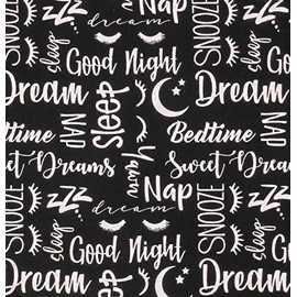 100% Cotton Flannel Fabric Sold by The Yard 1 Yard = 36 in. Length (Sleeping WorSleeping Words Pink/Black)