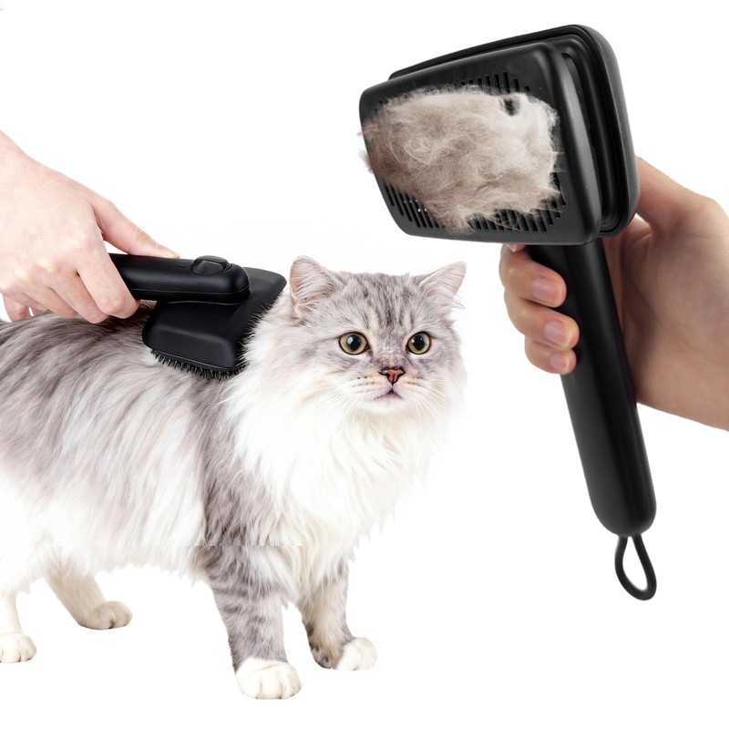 Self Cleaning Deshedding Cat Brush for Dogs & Cats,Adjustable Cat