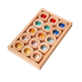 Perfeclan Wooden Building Blocks Set for Kids Rainbow Block Cubes Blocks Set Smooth Appearance Learn Color Stacking Game for Christmas