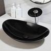 Washly Black Oval Bathroom Vessel Sink Tempered Glass Washing Bowl