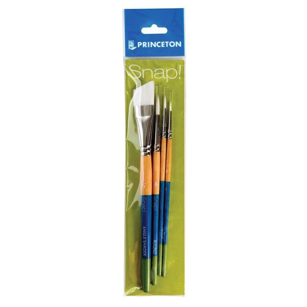Princeton Snap White Synthetic Paint Brush Set for Acrylic and Watercolor, Includes 4 Paint Brushes