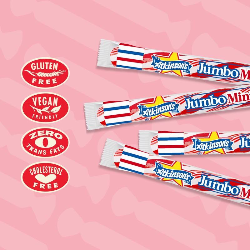 Atkinson Jumbo Red & White Mint Candy Sticks - 52