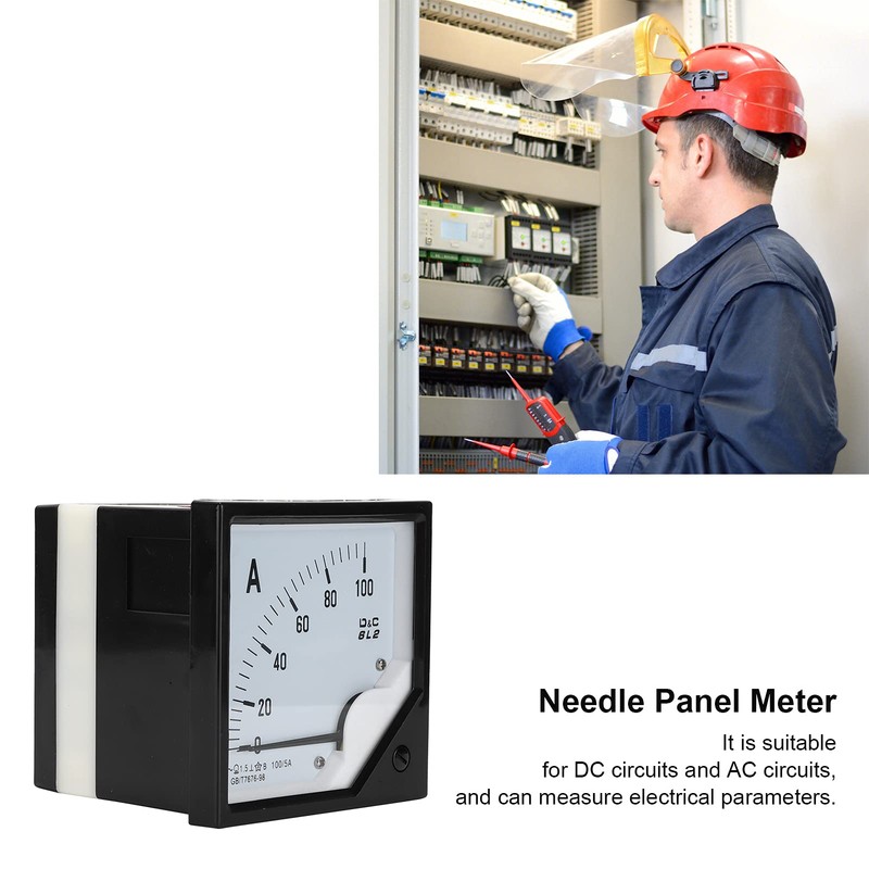 100A/5A Analog Panel Ammeter, 6L2 Amp Tester Gauge for DC