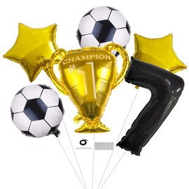 DUXUANT Soccer 7th Birthday Party Balloons Set - Championship Trophy Star Football Balloons for Kids 7th Birthday Baby Shower anniversary Soccer Theme Party Decorations