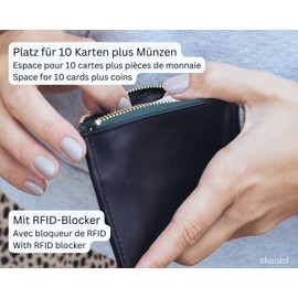 skaard Women's Purse | Small | Genuine Leather, black/green, Minimalist