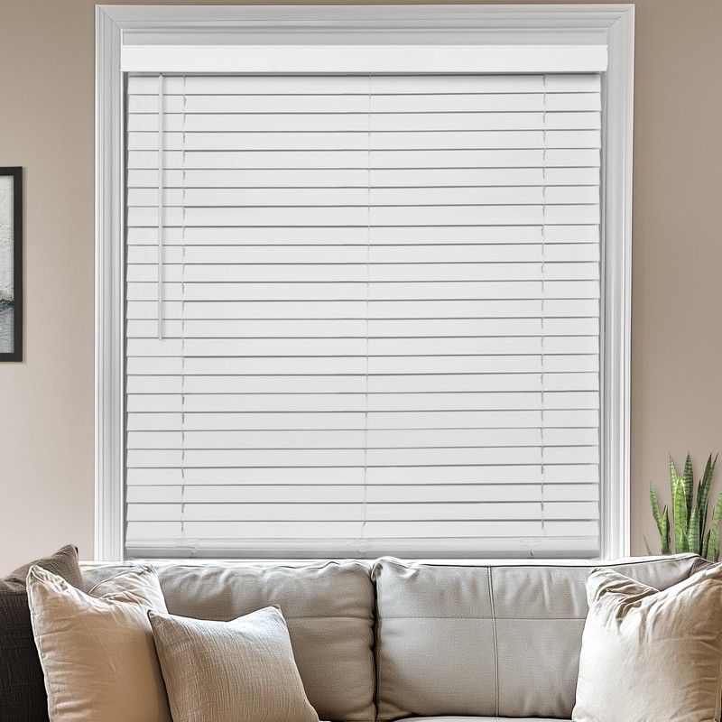 Chicology Cordless Faux wood blinds Best for Kids, Inside Mount,