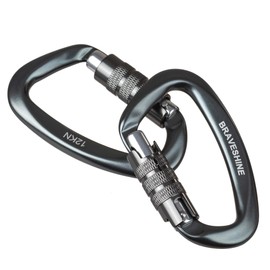 BRAVESHINE Heavy Duty Carabiner - 2 Pack D Ring Snap Keychain Locking Caribeaner Clips - 12KN Aluminum Screw Buckle Carabiner Hook for Men Women Workout, Hammocks, Dog Leash - Grey