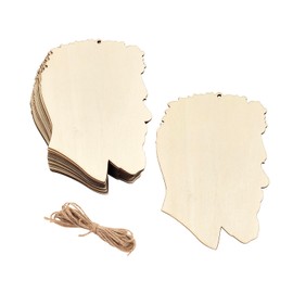 15 Pack 6 Inch Wood Afro Man Head Cutouts Unfinished Wood African Man Head Crafts Wooden Afro Man Head Hanging Ornaments DIY African Man Head Craft Gift Tags for Home Party Decoration