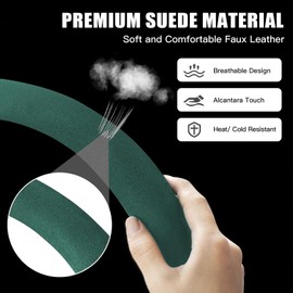SthExtra Suede Steering Wheel Cover with Upgraded Silicone Inner Ring, Breathable, Anti-Slip, Leather Universal 14.5 to 15 Inch Steering Wheel Cover (Pure Green)