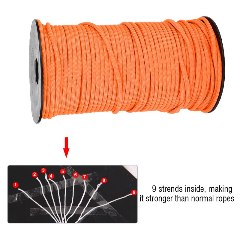 100m 9 Strands 4mm Heavy Duty Parachute Cord Lanyard String