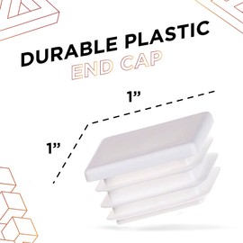 Prescott Plastics 1" Inch Square Plastic Plug Insert (4 Pack), White End Cap for Metal Tubing, Fence, Glide Insert for Pipe Post, Chairs and Furniture - Chair Glide - Square Cap