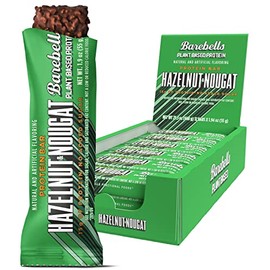 BAREBELLS Barritas de proteína veganas Barebells con sabor a avellana y turrón, 12 unidades, 1,9 oz, barra de proteína vegetal con 15 g de alto contenido de proteínas, bocadillos de proteína de choc