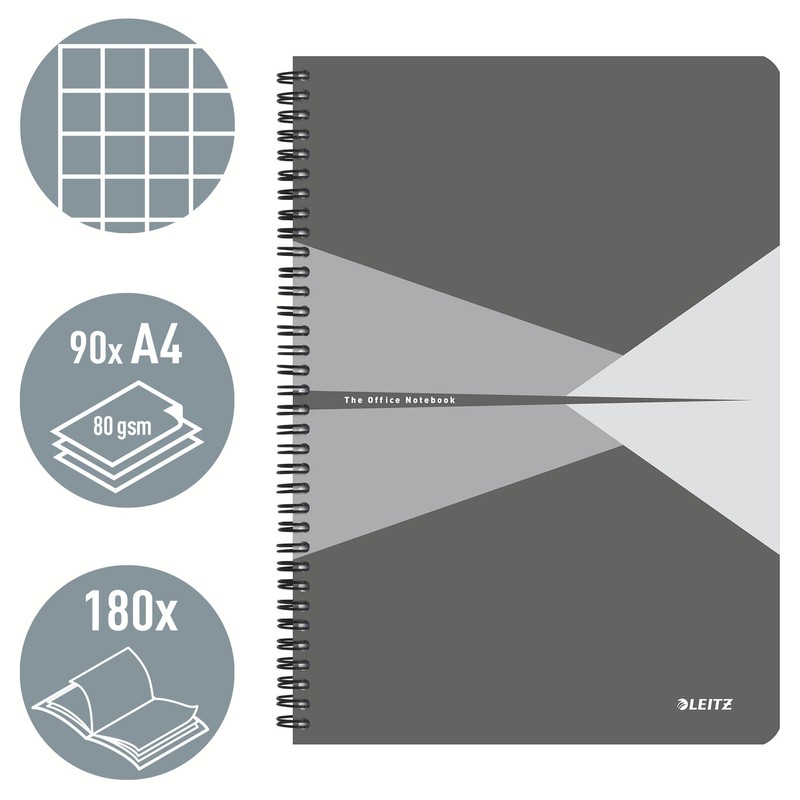 Leitz Office College Pad A4 Squared Notebook with Spiral Bound,