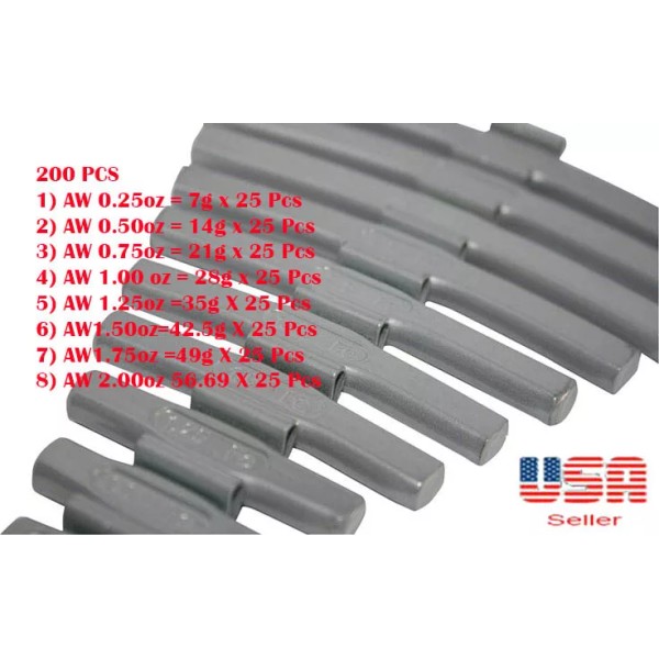 C-HORSE 200 Pcs CLIP-ON WHEEL WEIGHT BALANCE AW STYLE .25