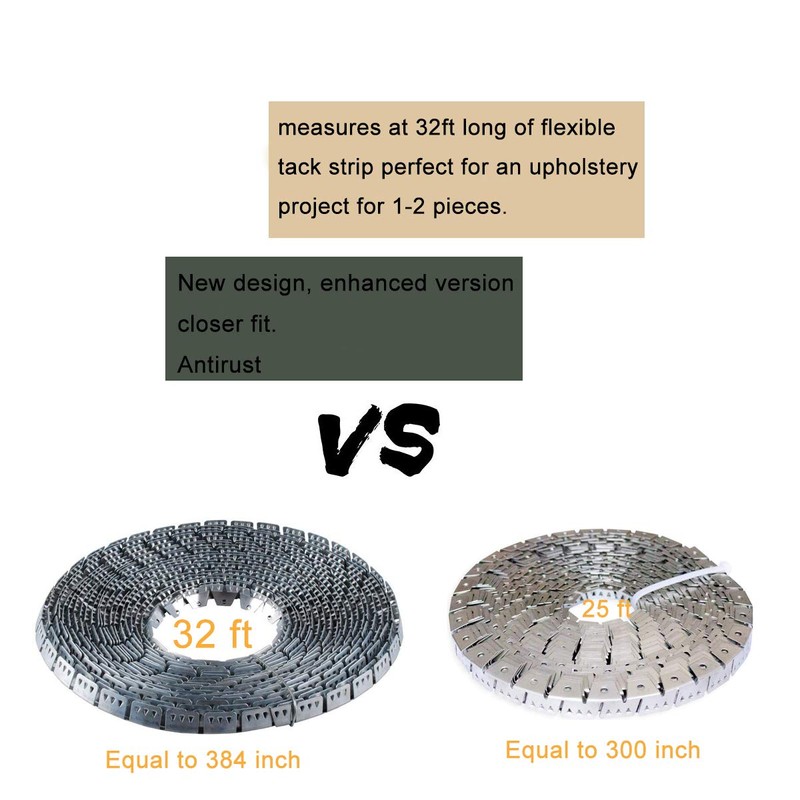 32ft Upholstery Metal Flexible Tack Strip for Furniture, Chairs, Sofas