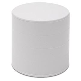 Tienyuu Jewelry Organizer - 5-Layer Rotating Jewelry Tray Case for Women, Small Storage Box with Lid for Earrings, Rings, Bracelets (White)
