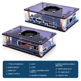 GeeekPi Orange Pi 5 Basic Starter Kit, Orange Pi 5 Case with 40 mm Fan, Heatsinks, 18 W 5 V 3.6 A Power Supply, 64 GB Card, Card Reader, Micro HDMI Cable for Orange Pi 5 / Orange Pi 5B