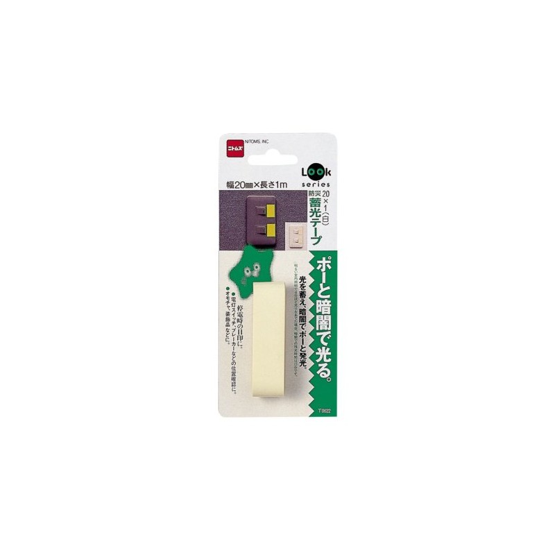 Nitoms T0622 Disaster Prevention Luminous Tape, White, 0.8 in x