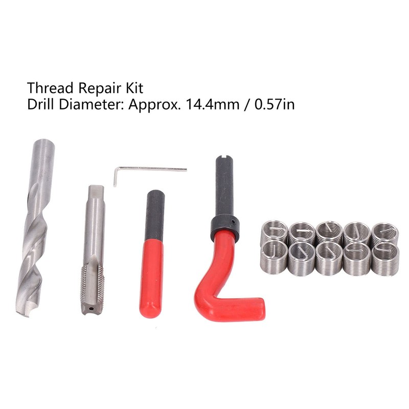 Fafeicy Thread Repair Kit, 15 Pieces/Set M14 x 1.5 mm