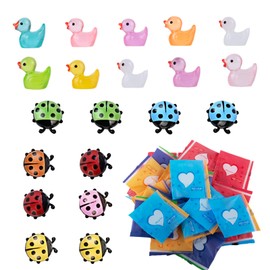 AYNKH 50pcs Miniature Animals Resin Miniature Animal Models Microscopic Accessories for Fairy Garden Dollhouse Ladybird 7 Star Duckling Small Animals Random