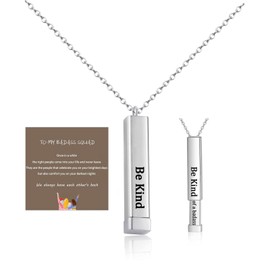Be Kind...Of A Bich - Hidden Message Necklace, Be Kind...Of A Bich - 3D Engraving Vertical Bar Necklace Stainless Steel Encouragement Mantra Pendant Necklace for Women Sorority Sisters Friendship