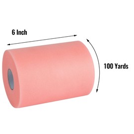 Joycrosso Tulle Fabric Rolls 6 Inch 100 Yards (300 feet) Organza Tulle Polyester Netting Spool for Wedding Decorations Gift Baby shower Crafts DIY Tutu Skirt-Soft & Drape (Lt. Pink)