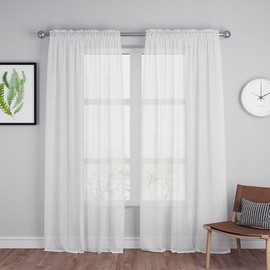 UPOPO White Sheer Curtains 92 inches Long Living Room Kitchen Dining Curtain Sheers 2 Panels Voile Transparent Bedroom Drapes Linen Textured Rod Pocket Window Treatment Set