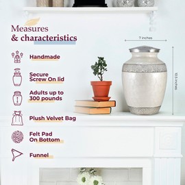 Trupoint Memorials Cremation Urns for Human Ashes - Decorative Urns, Urns for Human Ashes Female & Male, Urns for Ashes Adult Female, Funeral Urns - White, Extra Large