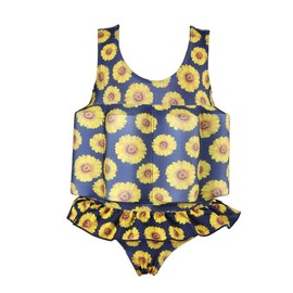 Kids Baby One Piece Floatsuit Toddler Floating Swimsuit with 8 Removable Buoyancy Sticks Swim Vest Swimwear Bathing Suit Life Jacket for Boys and Girls Sunflower 6-7 Years